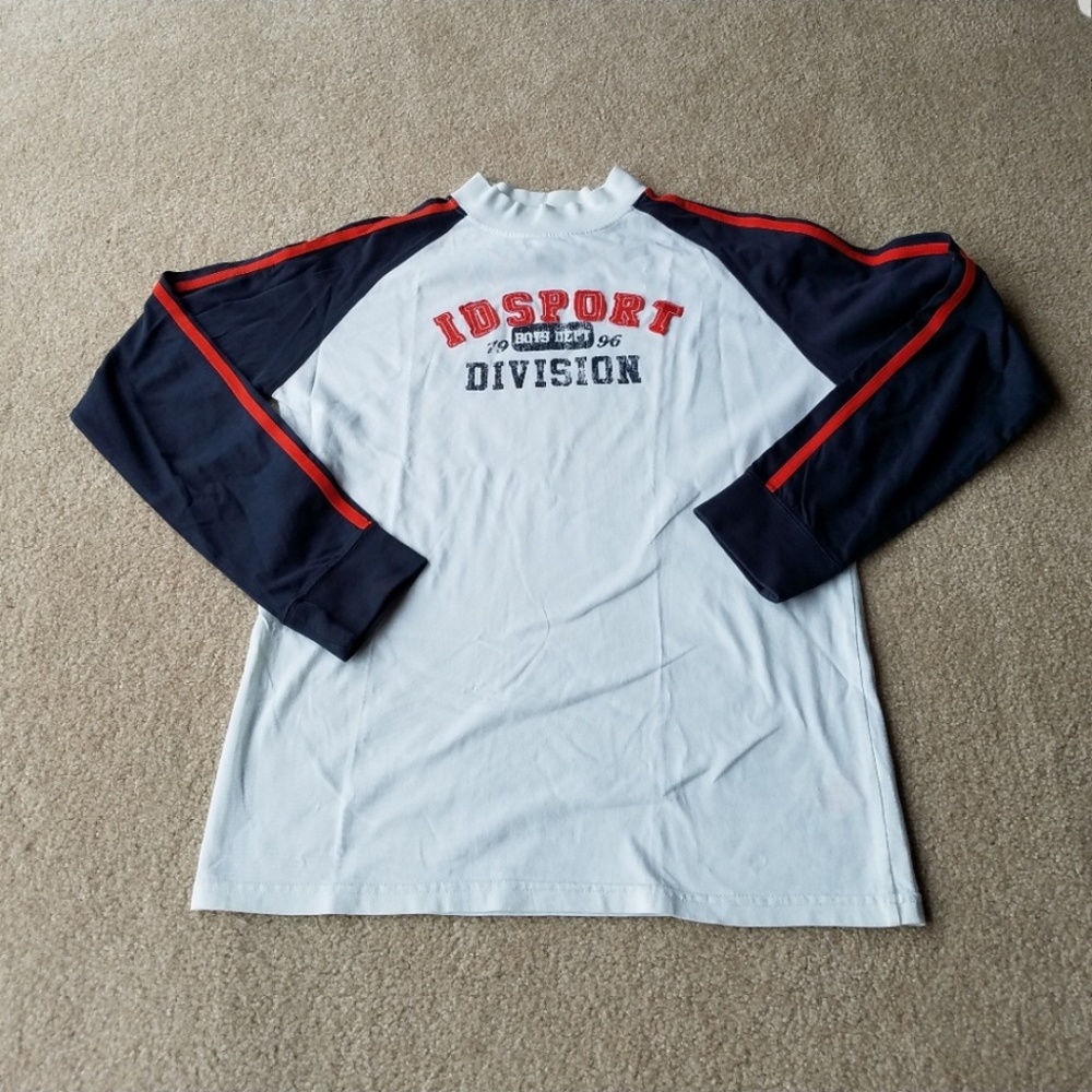 Boys Navy Blue & White Color-block Long Sleeve T-shirt size 14 Like NEW